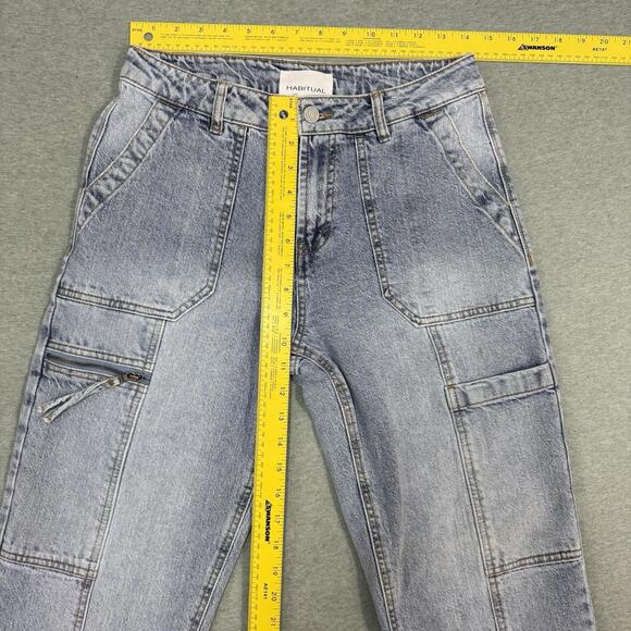 Habitual Womens Jeans Size 4/27 Light Wash Raw Hem High Rise Wide Leg Denim - Picture 5 of 9